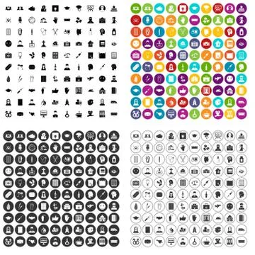 100 psychoanalyse icons set vector variant Illustrazione stock