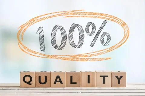 100% quality sign in a room Stock Photos