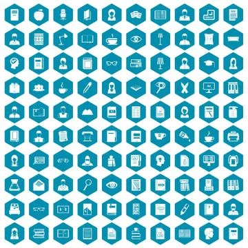 100 reader icons sapphirine violet Stock Illustration