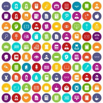 100 reader icons set color Stock Illustration