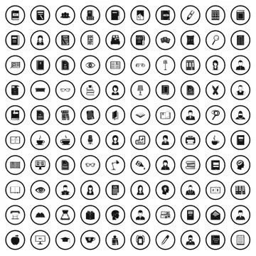 100 reader icons set, simple style Ilustración de archivo