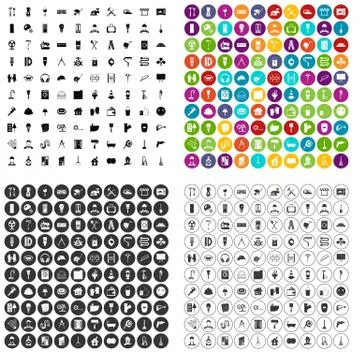 100 renovation icons set vector variant Stock Illustration