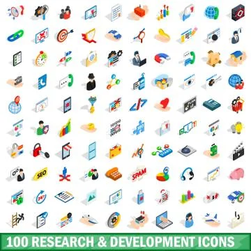 100 research development icons set Stock-Illustration