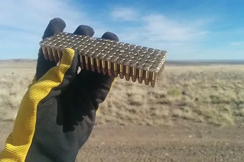 100 Rimfire rounds in Package Stock Footage 168911197