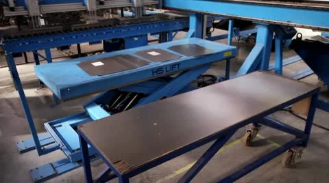100 Robot works with iron sheet at the factory Video stock 10743790