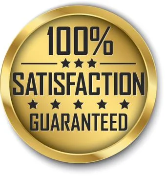 100% satisfaction guaranteed gold label, vector illustration Stock Illustration