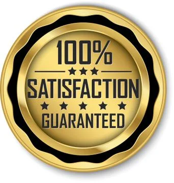 100% satisfaction guaranteed gold label, vector illustration Stock Illustration