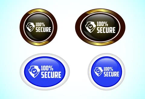 100% Secure button set of different shapes and colors. Suitable for mobile .. Stockillustratie