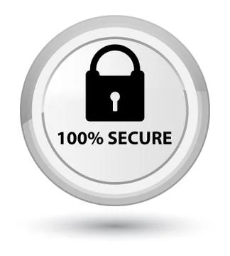 100% secure prime white round button Stock Illustration