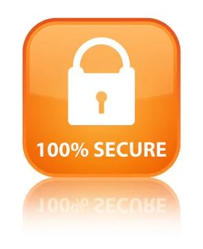 100% secure special orange square button Stock Illustration