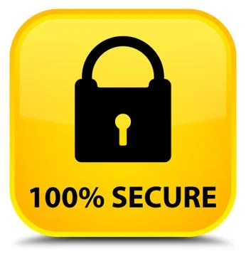 100% secure special yellow square button Stock Illustration