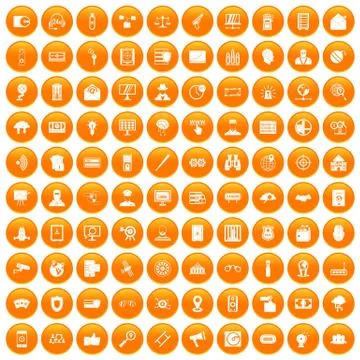 100 security icons set orange Ilustración de archivo