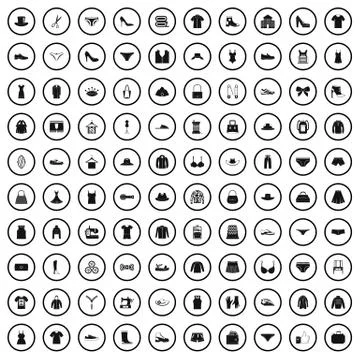 100 sewing icons set, simple style 库存插图