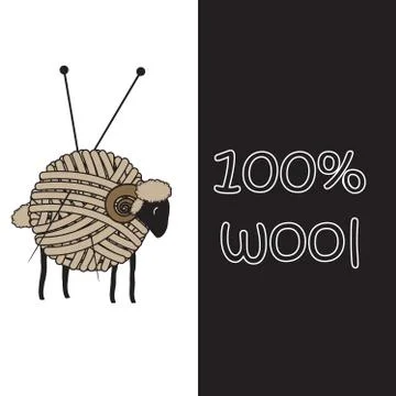 100% sheep's wool - vector illustration Stock Illustration