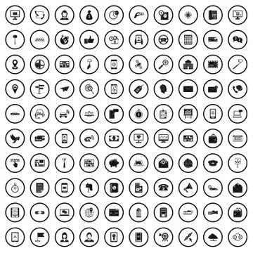 100 smartphone icons set, simple style Ilustración de archivo