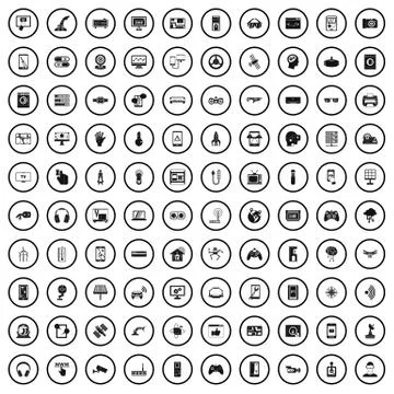 100 software development icons set, simple style イラスト素材