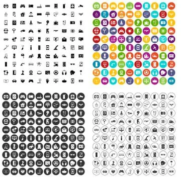 100 software engineering icons set vector variant Stock Illustration