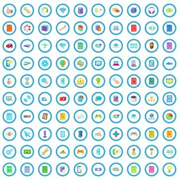 100 software icons set, cartoon style Illustrazione stock