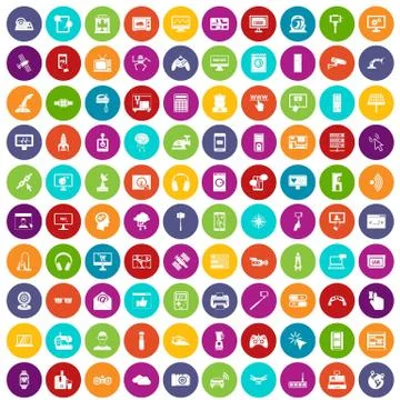 100 software icons set color Stock Illustration