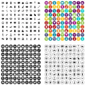 100 software icons set vector variant Stock Illustration