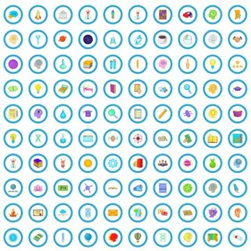 100 solution icons set, cartoon style イラスト素材