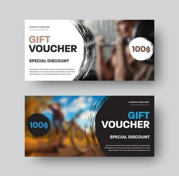 $100 special discount vector gift voucher template, round design element, wit Stock Illustration
