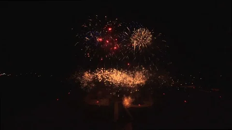 100% Static shot with fast low and mid fireworks center Stock Footage 90304508