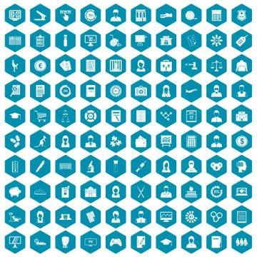 100 statistic data icons sapphirine violet Stock Illustration
