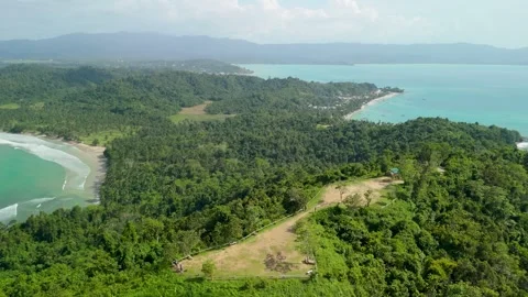 100 Steps Port Barton Palawan Aerial Hilltop Panoramic Twin Bays View Video stock 337390551
