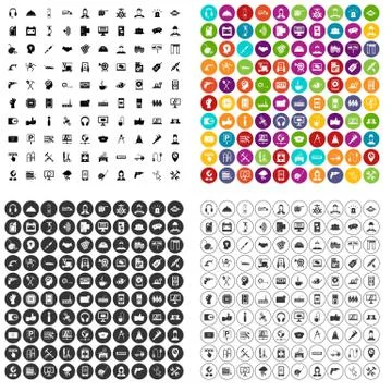 100 support icons set variant Stockillustratie
