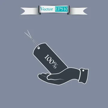 100% OFF tag icon, vector illustration. Flat design style Stock Illustration