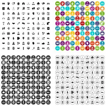 100 team icons set vector variant Illustrazione stock