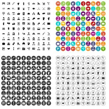 100 team work icons set variant Stock Illustration
