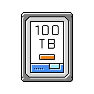 100 terabyte hard drive future technology color icon vector illustration イラスト素材
