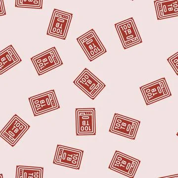 100 terabyte hard drive future technology glyph seamless pattern Stock Illustration