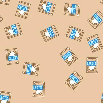 100 terabyte hard drive future technology vector seamless pattern Stock Illustration