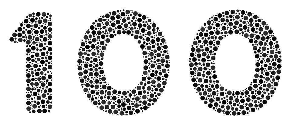 100 Text Collage of Dots 스톡 일러스트