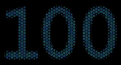 100 Text Composition Icon of Halftone Circles Stockillustratie