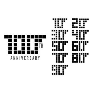 100 th Anniversary Set Pixel Model Vector Template Design Illustration Stock Illustration