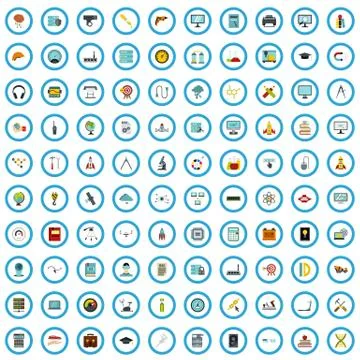 100 tools engineering icons set, flat style Illustrazione stock
