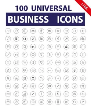 100 Universal Icons Stock Illustration