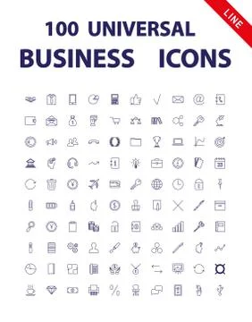 100 Universal Icons Stock Illustration