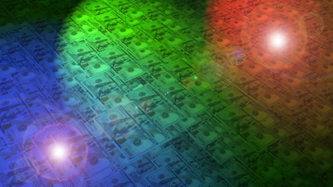 100 US Dollar Bank Note with  flare Lights Stock Footage 249712801