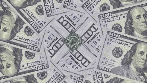 100 US dollar banknotes bills swirl USD 4k video currency finance business Stock Footage 107029975
