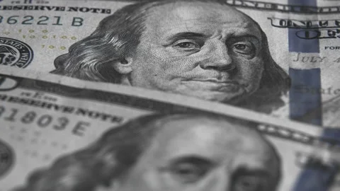 100 US dollar banknotes of the new design rotate closeup Stock Footage 232994154