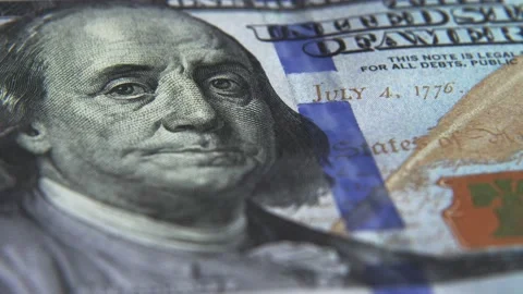 100 US dollar bills of the new design are stacked one on top of the other. Shopp Stock Footage 232994273