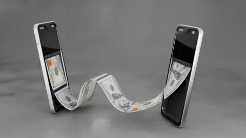 100 U.S. Dollar Bills Transferring from One Smartphone to Another Stock Footage 282754851