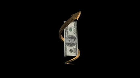 100 US $ Dollar Currency Note with Golden Up Arrow Representing Wealth Stock Footage 317166716