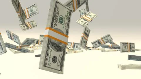 100 US dollar money composition. Financial background. Many banknotes and wad Stock Illustration