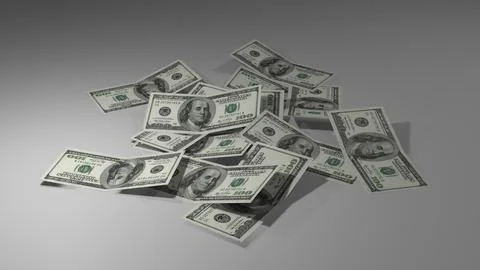 100 US dollar money composition. Financial background. Many banknotes and wad Stock Photos